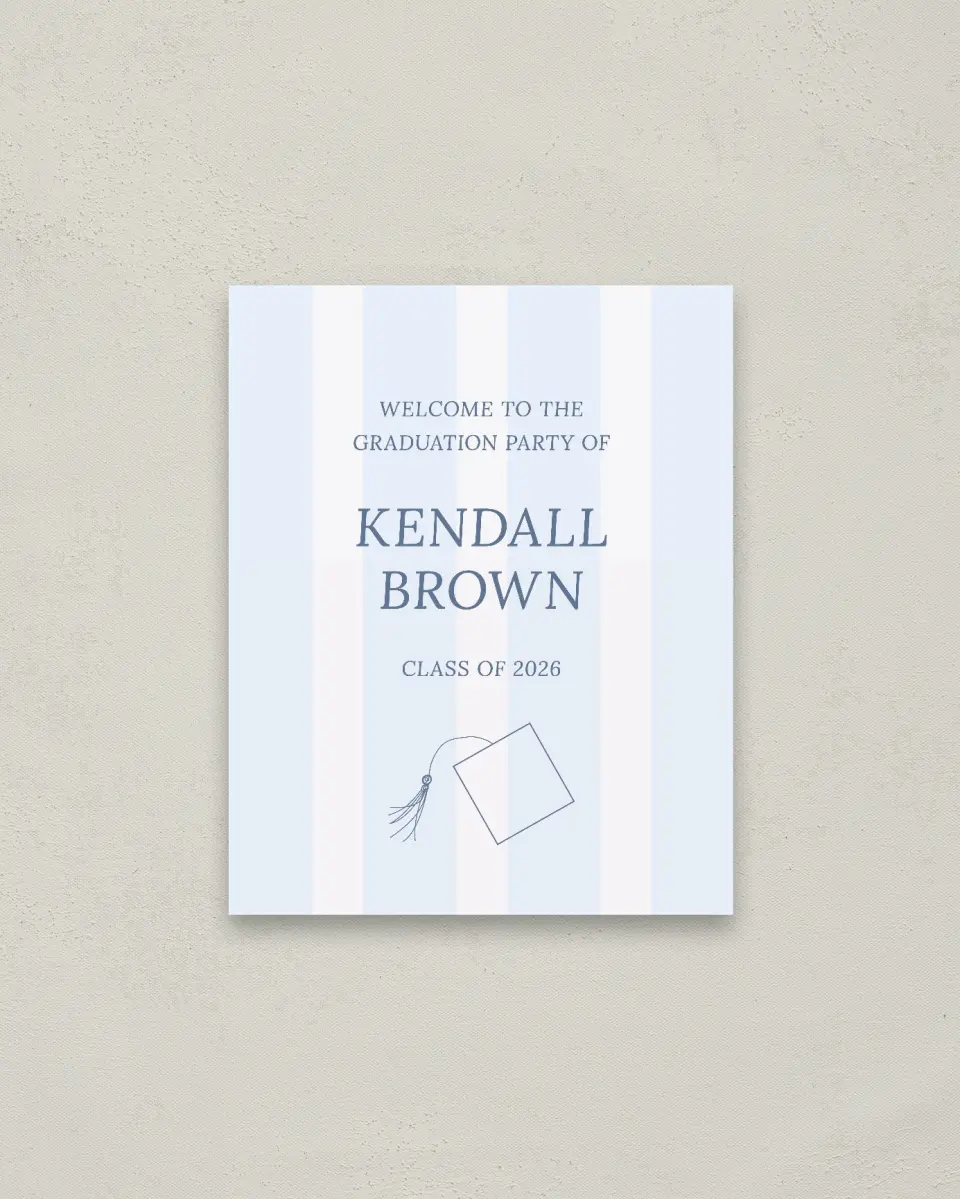 This is a 16" x 20" Welcome Grad Sign called Graduation Art printed in full color