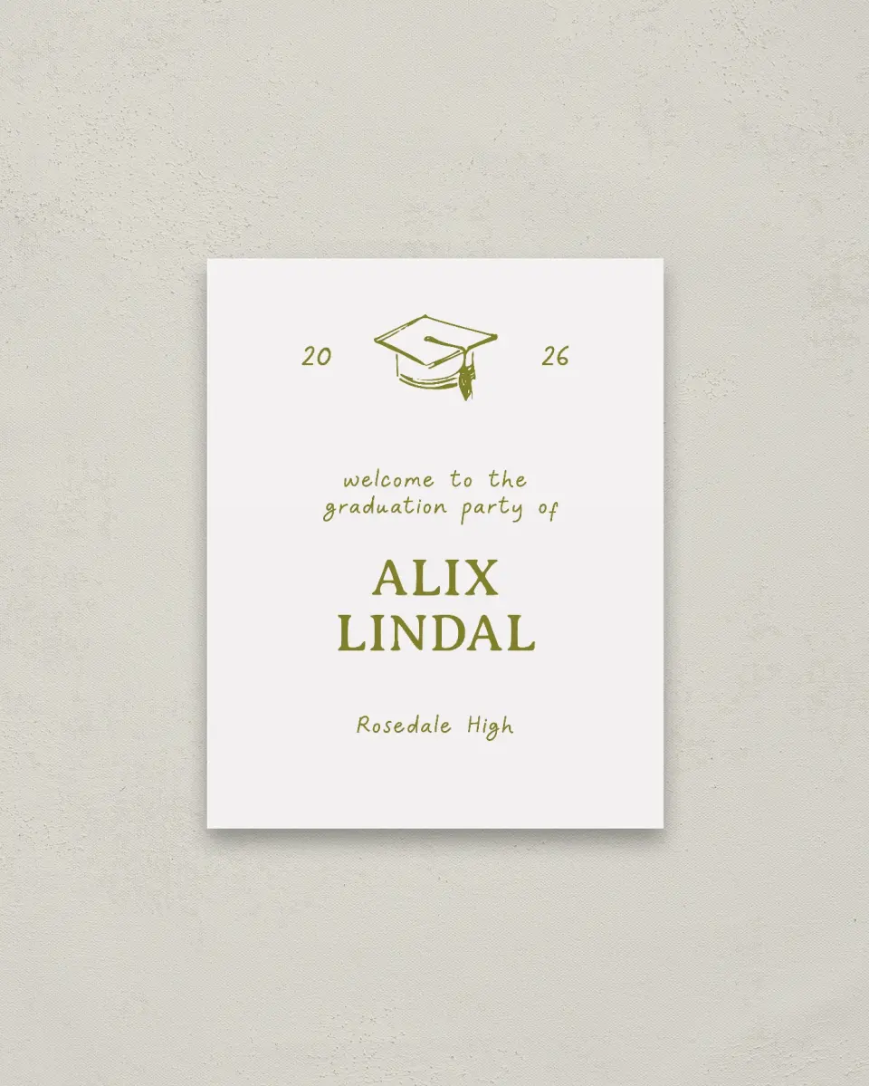 This is a 16" x 20" Welcome Grad Sign called Grad Frame Art printed in full color
