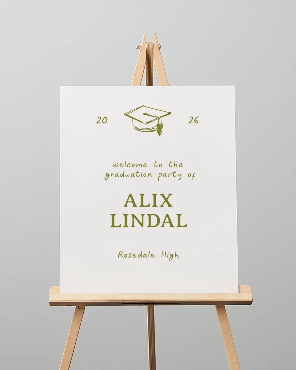 This is a 16" x 20" Welcome Grad Sign called Grad Frame Art printed in full color