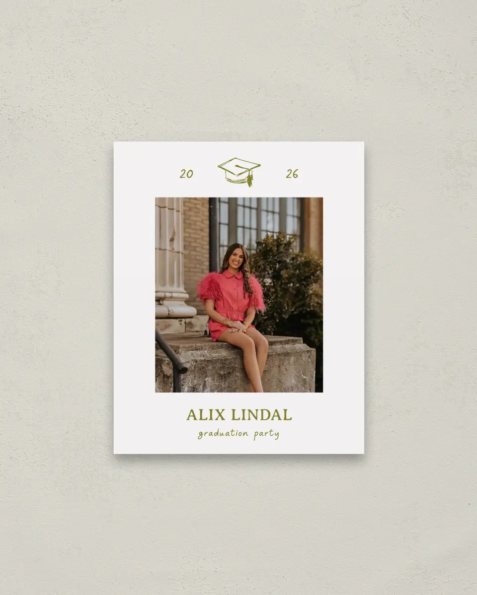 This is a 16" x 20" Welcome Grad Sign called Grad Frame Art printed in full color with Gold foil