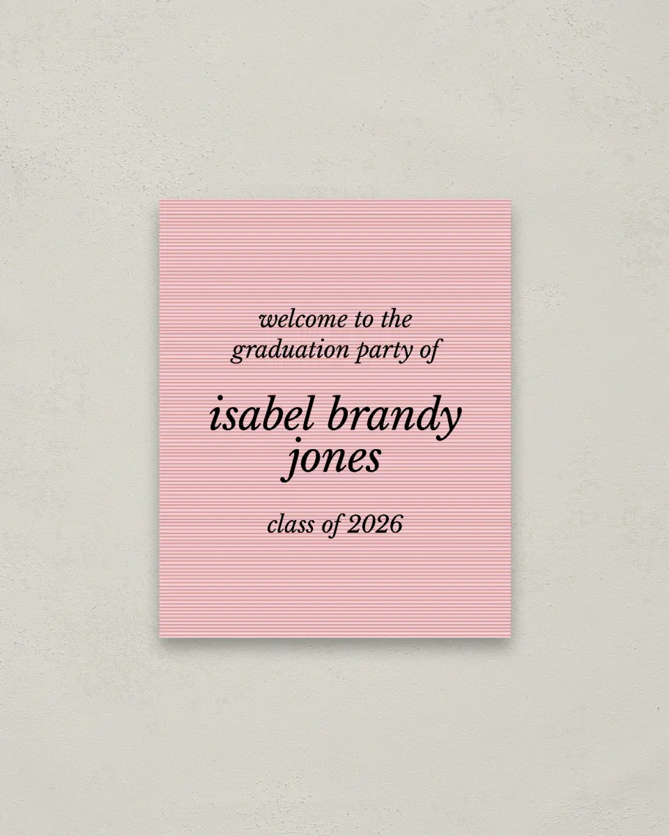 This is a 16" x 20" Welcome Grad Sign called Snapshot Graduate printed in full color