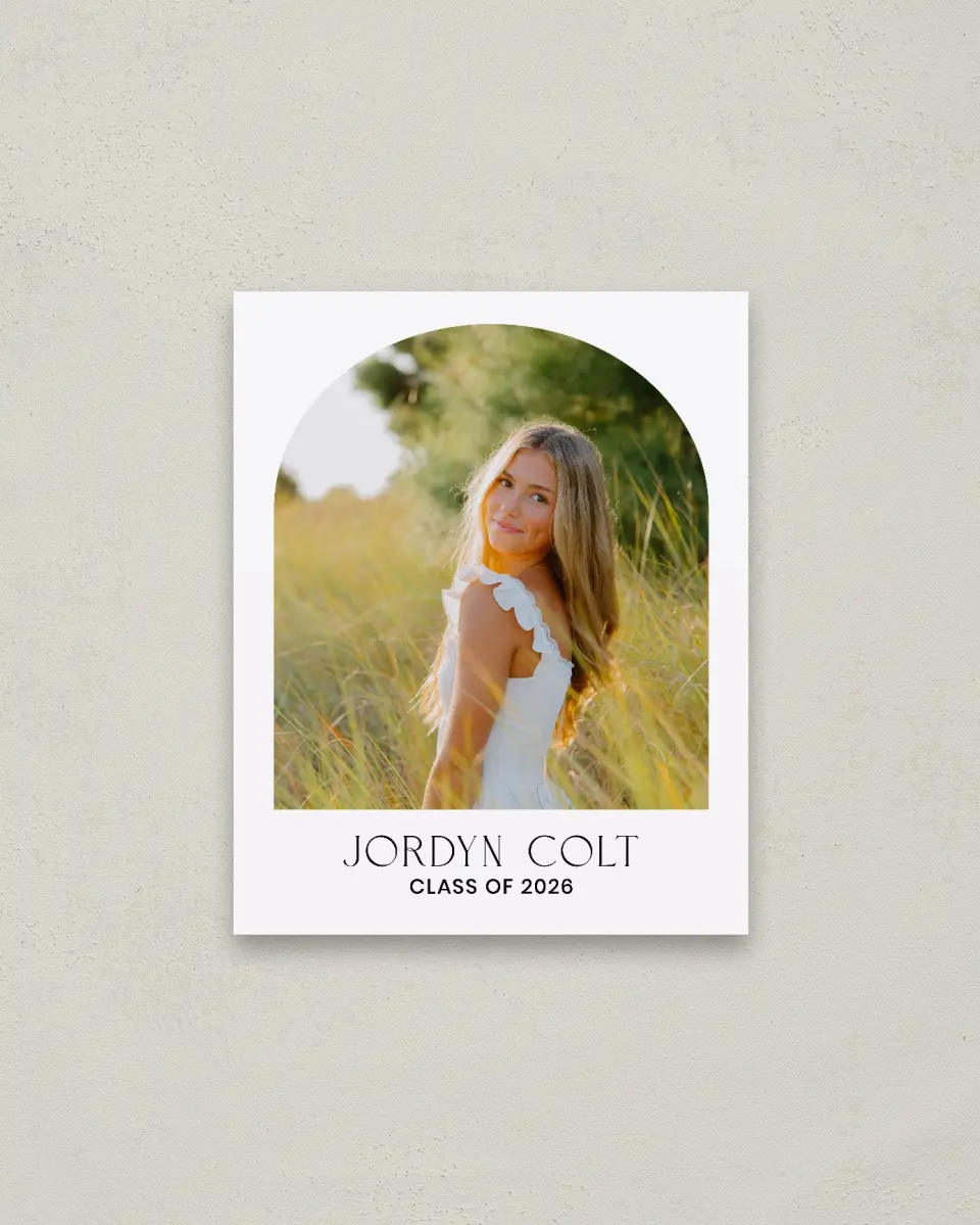 This is a 16" x 20" Welcome Grad Sign called Refined Moment printed in full color