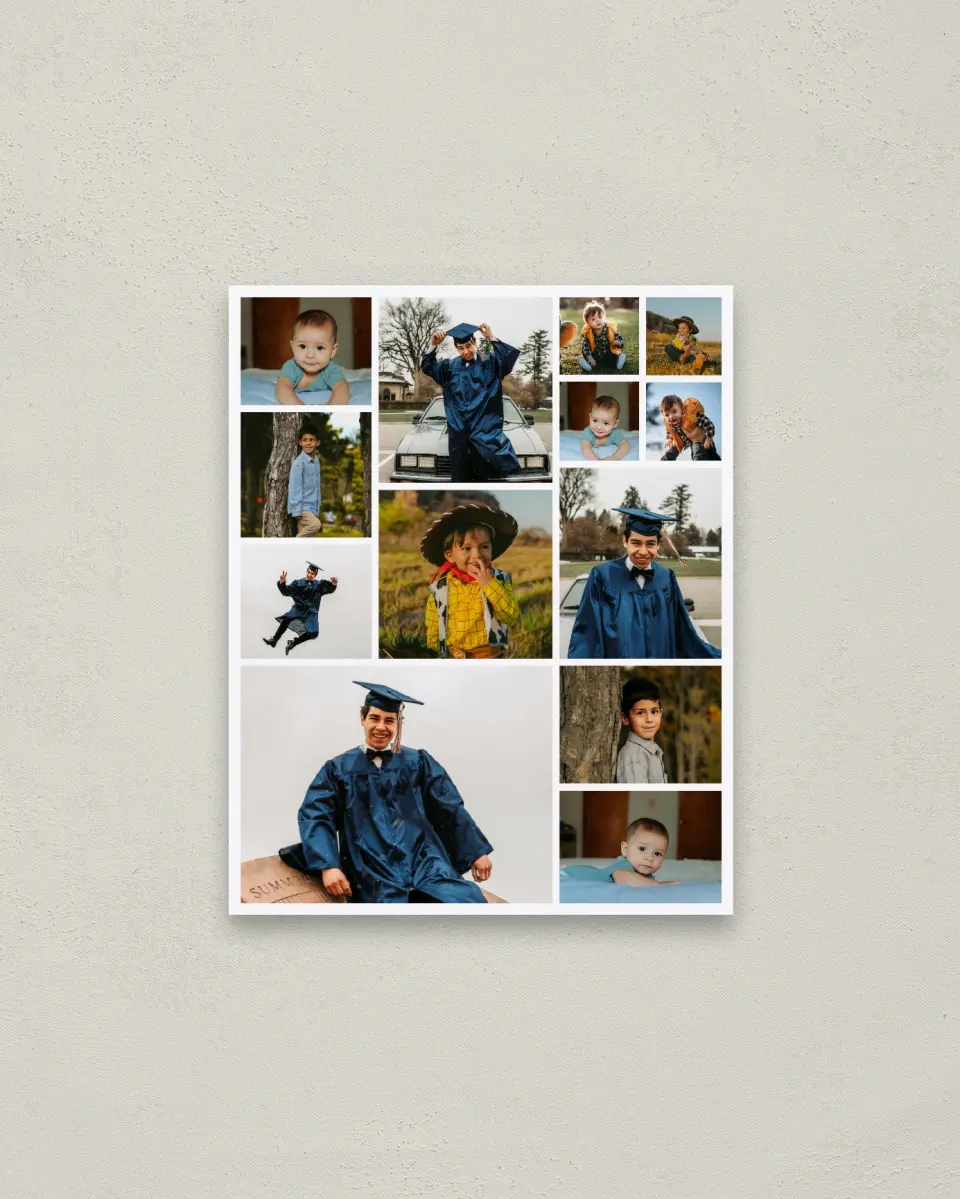 This is a 16" x 20" Graduation Photo Board called Changing Caps printed in full color