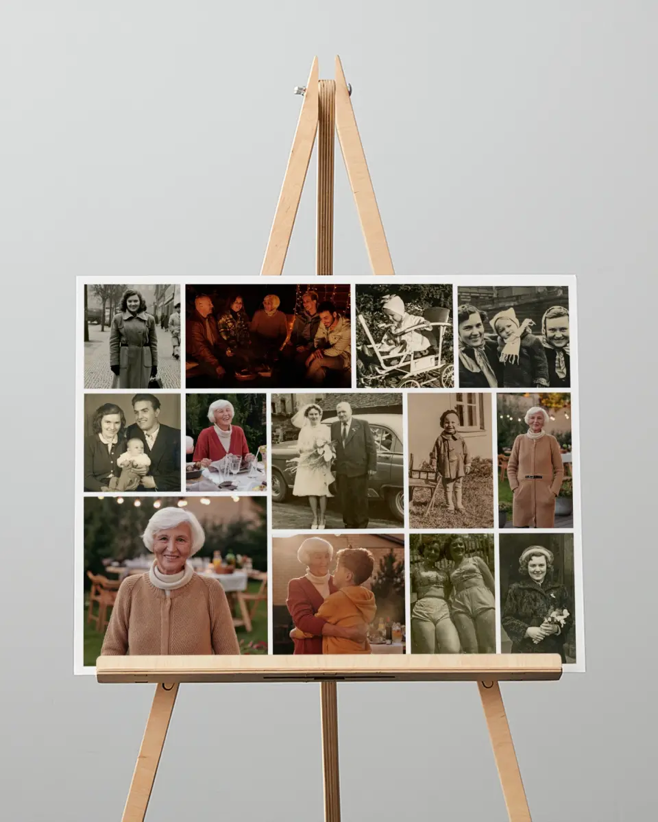 This is a 16" x 20" Memorial Sign called Remembered Fondly printed in full color with Rose Gold foil