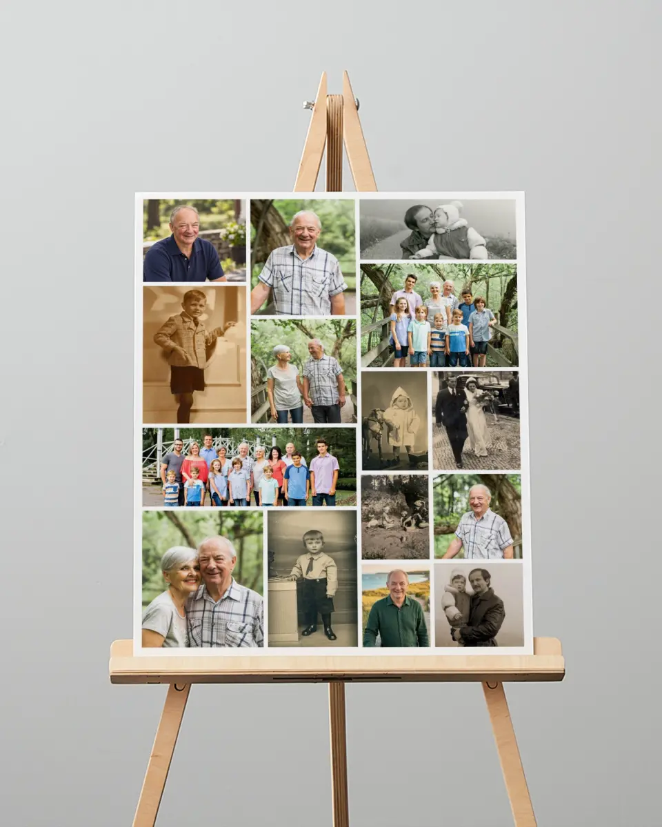 This is a 16" x 20" Memorial Sign called Precious Memories printed in full color with Rose Gold foil