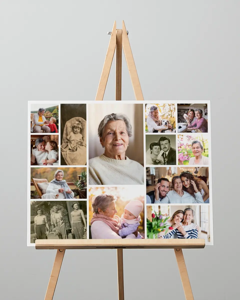 This is a 16" x 20" Memorial Sign called Forever Remembered printed in full color with Rose Gold foil