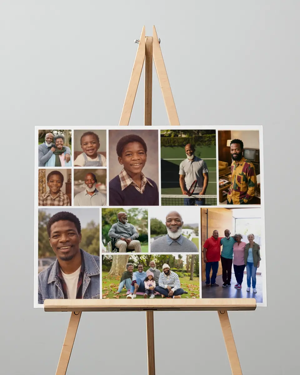 This is a 16" x 20" Memorial Sign called Treasured Life printed in full color with Rose Gold foil