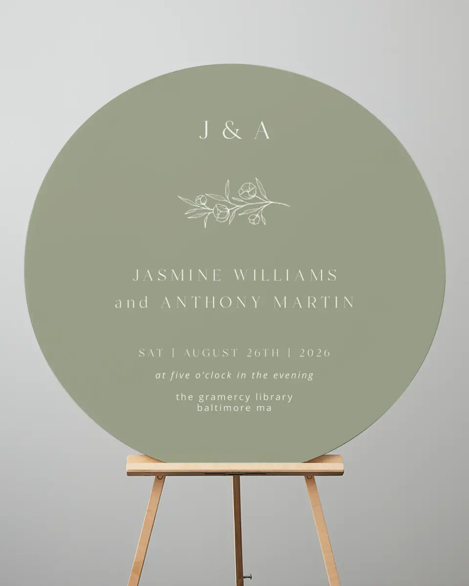 This is a 36" x 36" Circle Welcome Sign called The Jasmine printed in full color