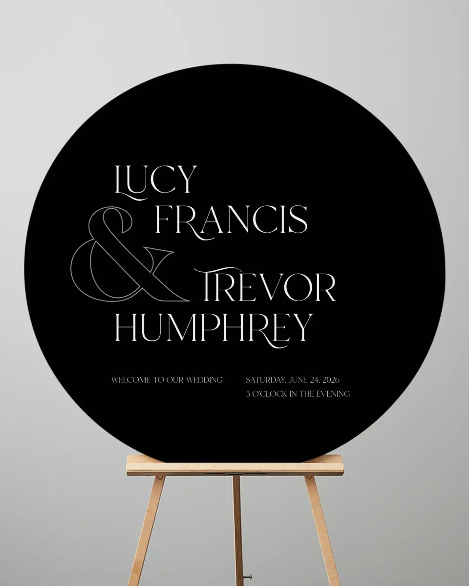 This is a 36" x 36" Circle Welcome Sign called The Lucy printed in full color