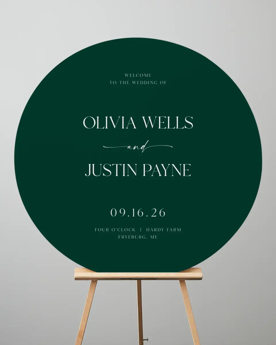 This is a 36" x 36" Circle Welcome Sign called The Olivia printed in full color