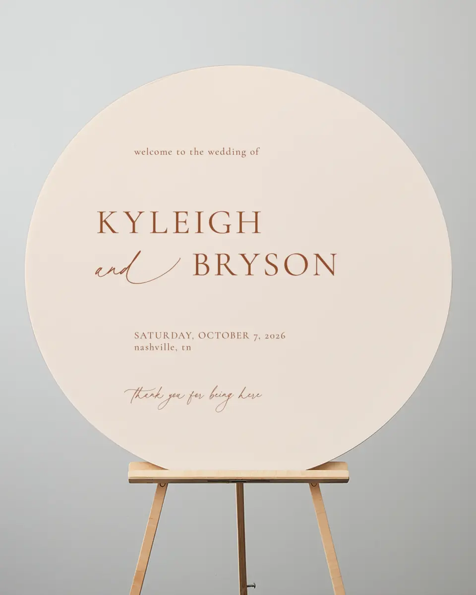 This is a 36" x 36" Circle Welcome Sign called The Kyleigh printed in full color