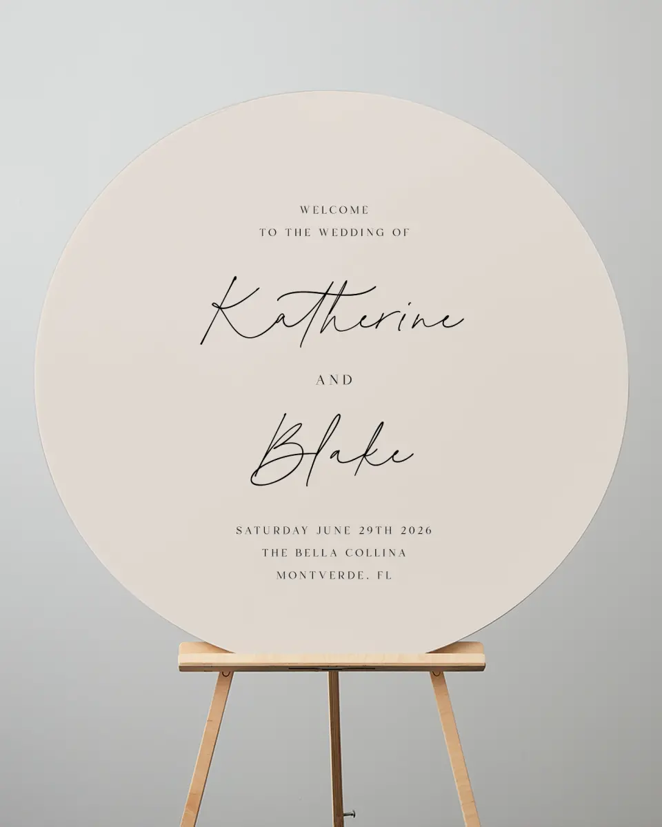 This is a 36" x 36" Circle Welcome Sign called Simple Elegance printed in full color