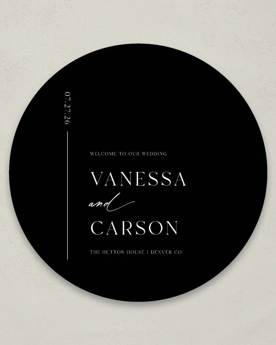 This is a 36" x 36" Circle Welcome Sign called Endless Love printed in full color