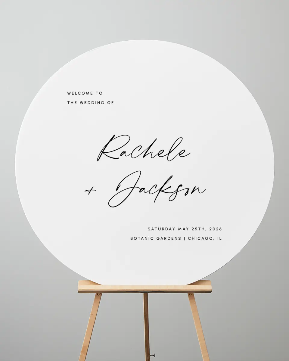 This is a 36" x 36" Circle Welcome Sign called Modern Simplicity printed in full color