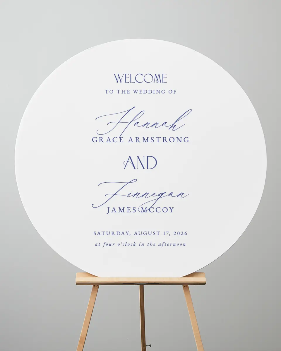 This is a 36" x 36" Circle Welcome Sign called Modern Chinoiserie printed in full color