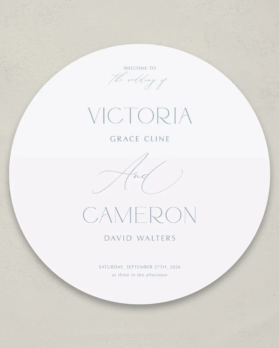 This is a 36" x 36" Circle Welcome Sign called The Victoria printed in full color
