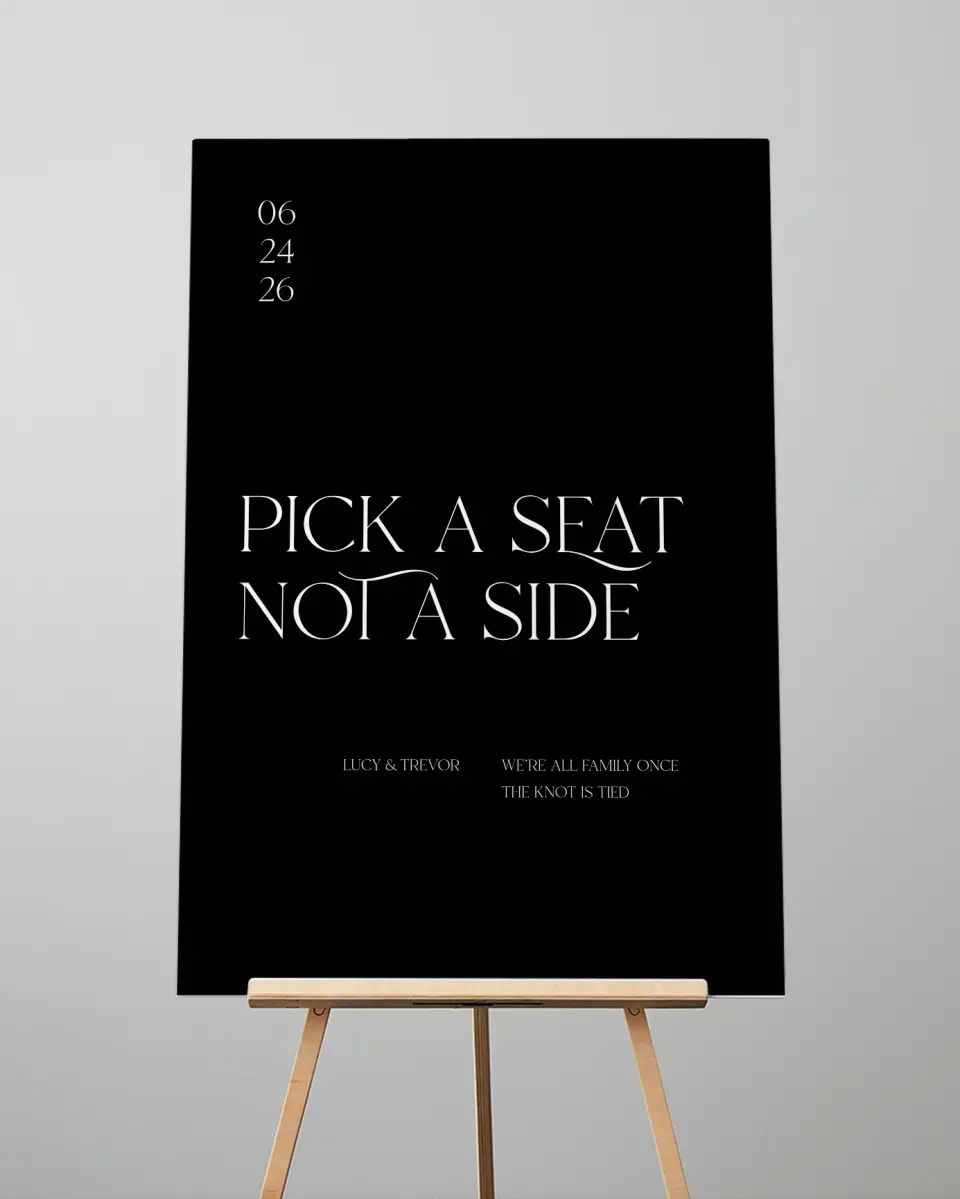 This is a 24" x 36" Pick a Seat Sign called The Lucy printed in full color