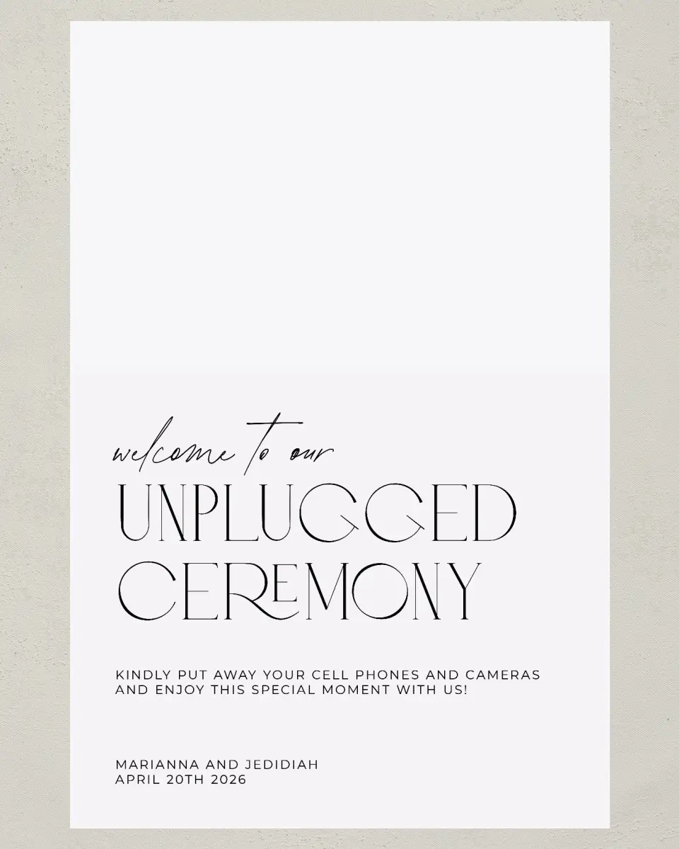 This is a 24" x 36" Unplugged Sign called Blissful Vows printed in full color