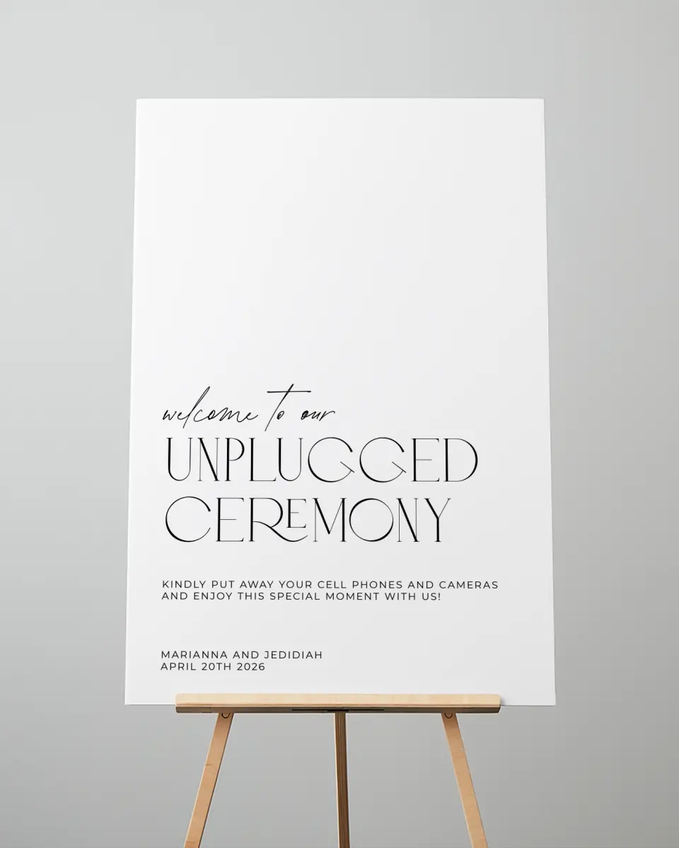 This is a 24" x 36" Unplugged Sign called Blissful Vows printed in full color