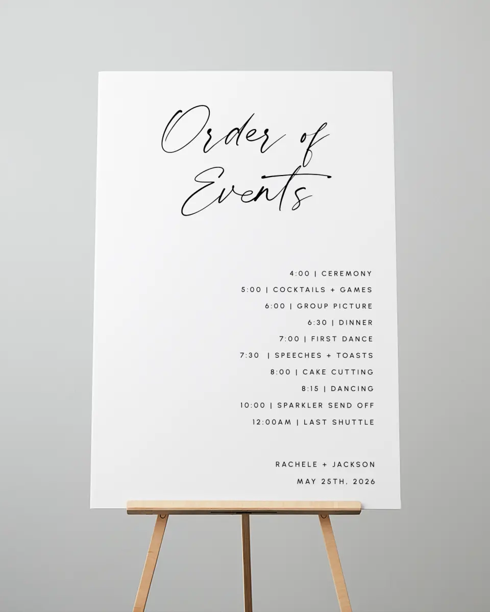 This is a 24" x 36" Schedule Sign called Modern Simplicity printed in full color