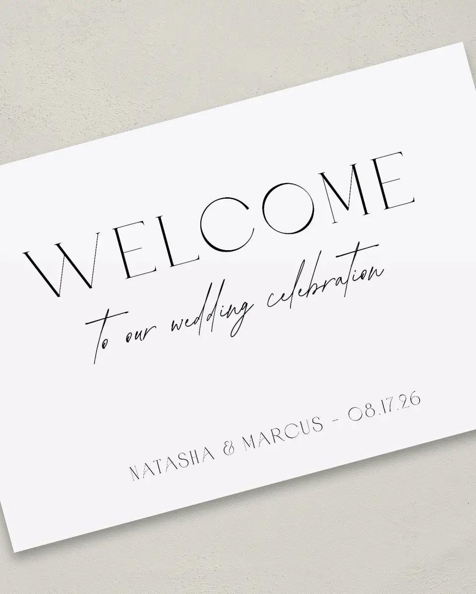 This is a 24" x 36" Welcome Sign called Understated Elegance printed in full color