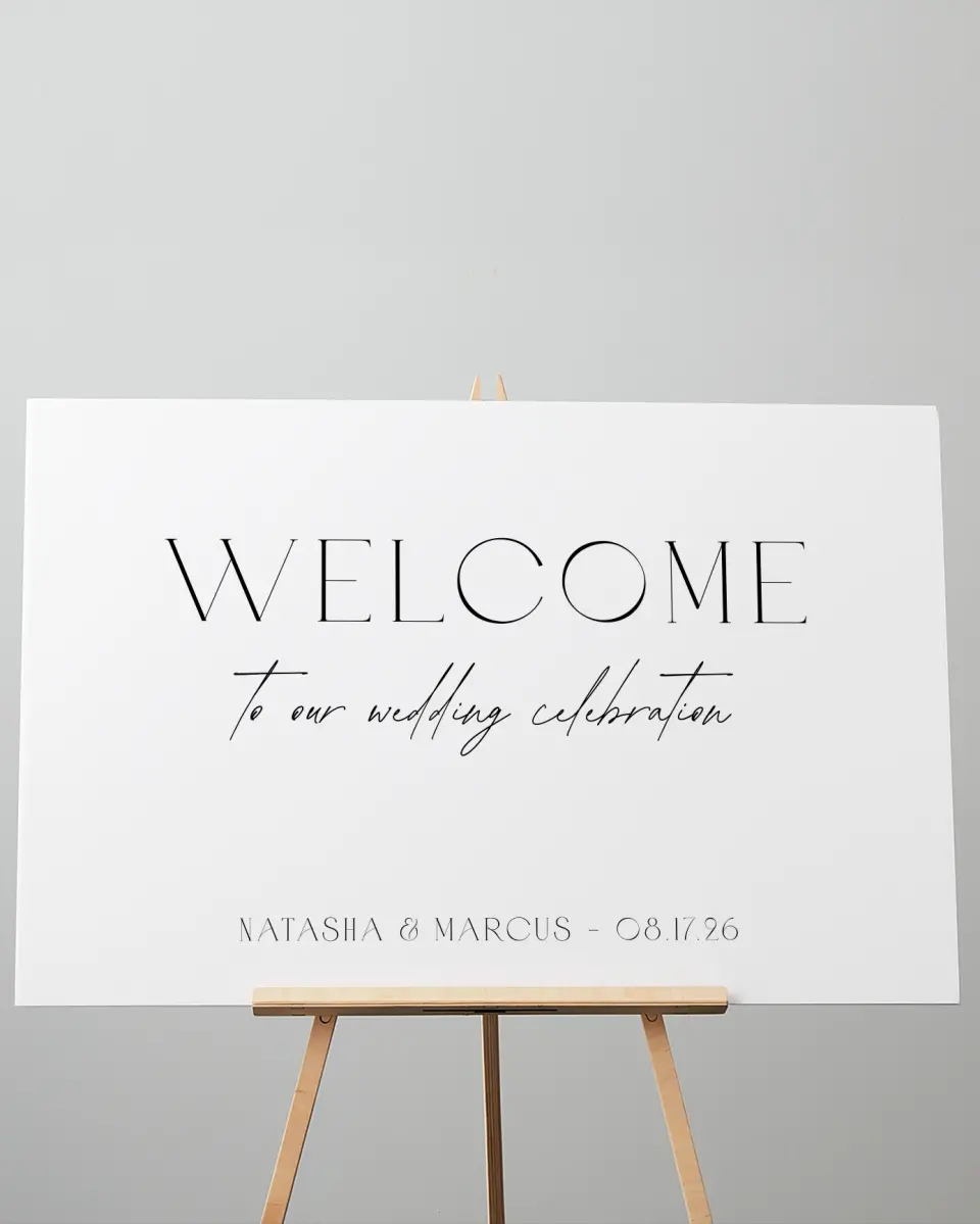This is a 24" x 36" Welcome Sign called Understated Elegance printed in full color