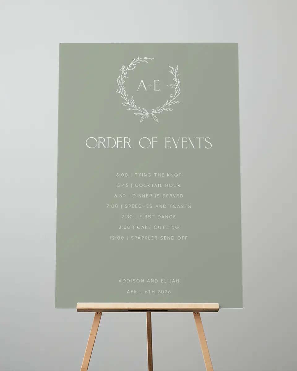 This is a 24" x 36" Schedule Sign called Modern Monogram printed in full color