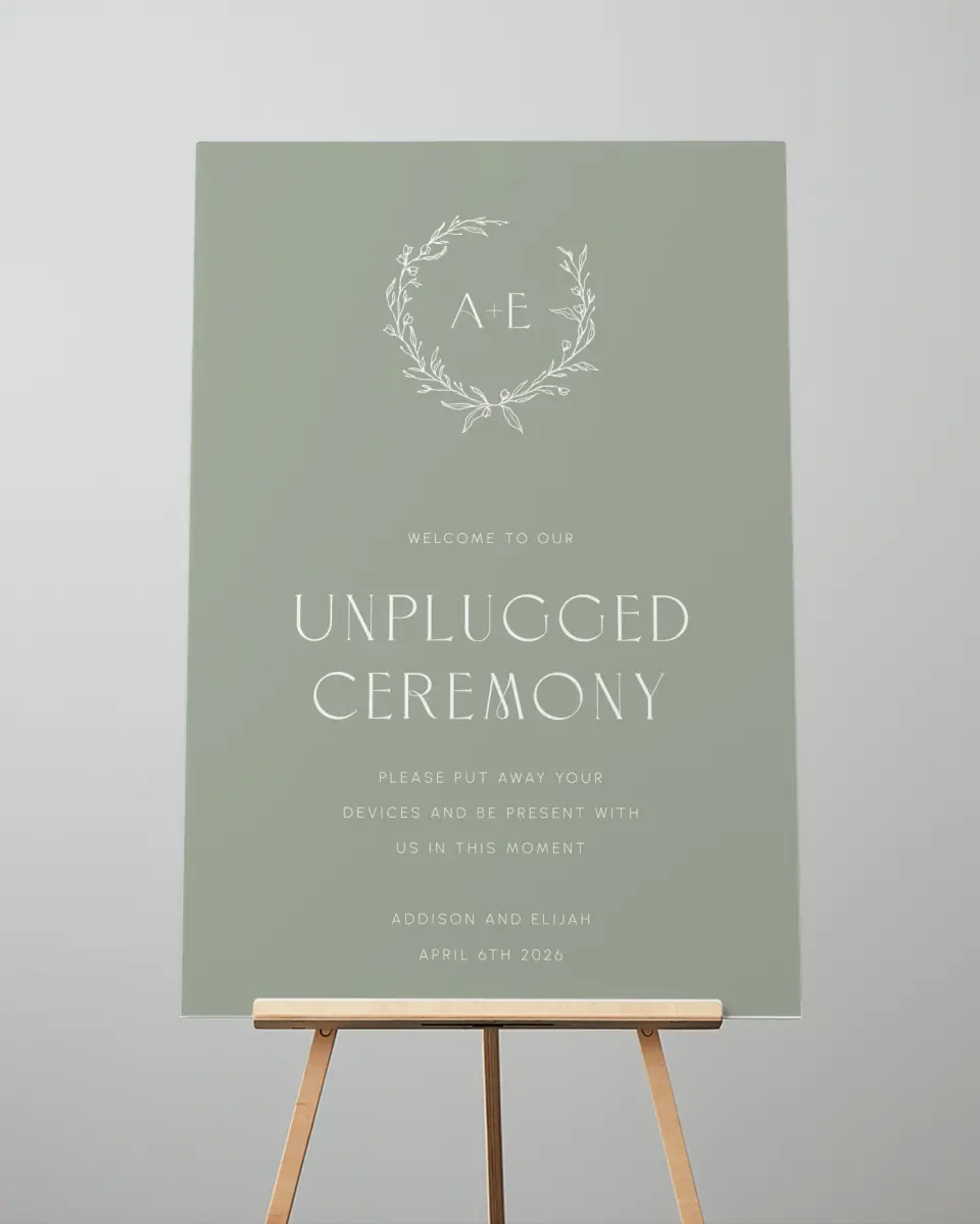 This is a 24" x 36" Unplugged Sign called Modern Monogram printed in full color