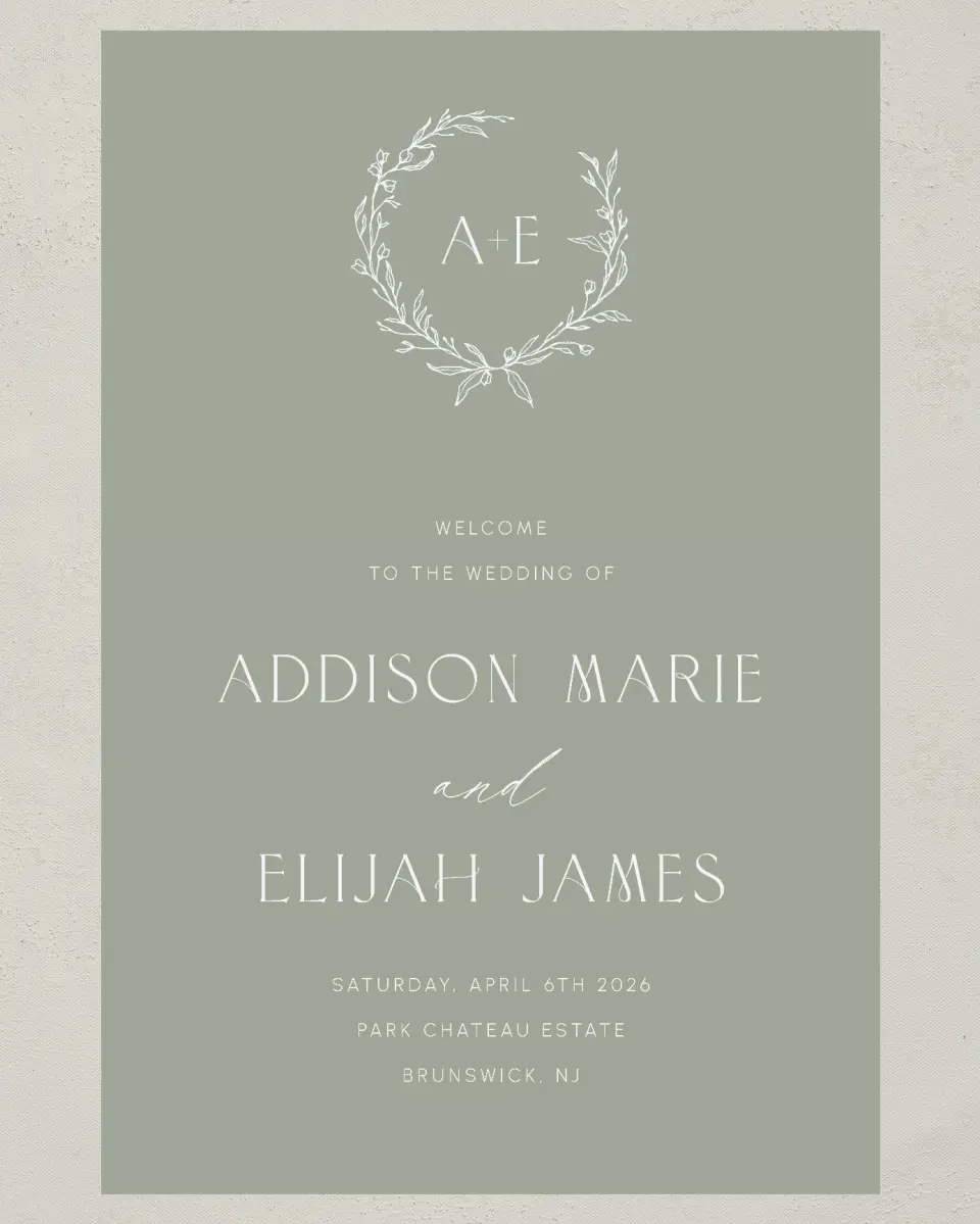 This is a 24" x 36" Welcome Sign called Modern Monogram printed in full color