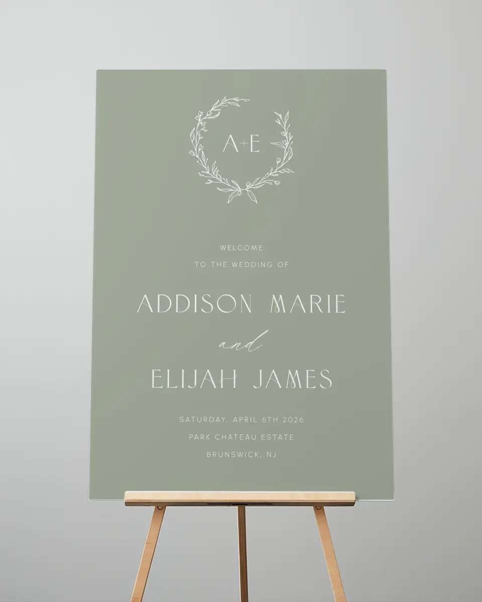 This is a 24" x 36" Welcome Sign called Modern Monogram printed in full color
