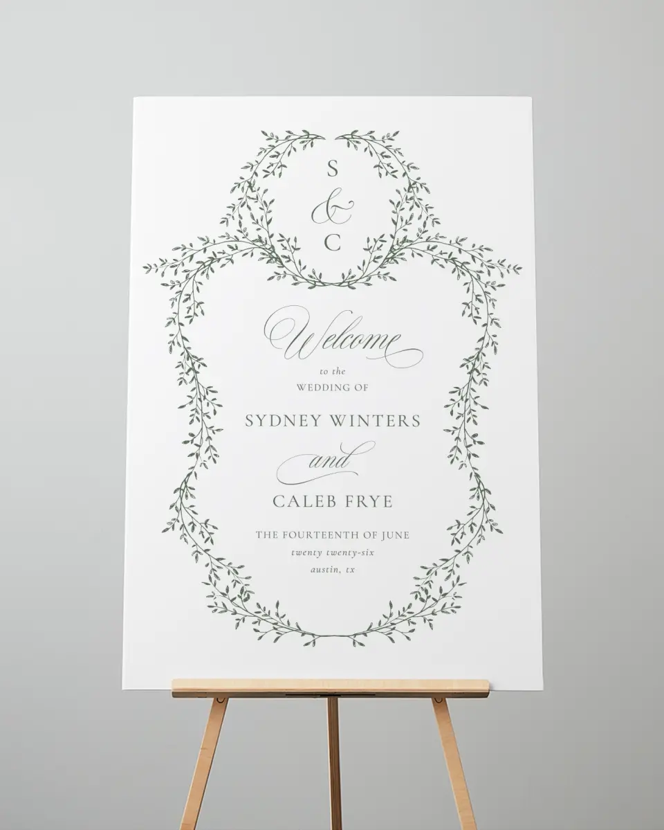 This is a 24" x 36" Welcome Sign called Elegant Frame printed in full color