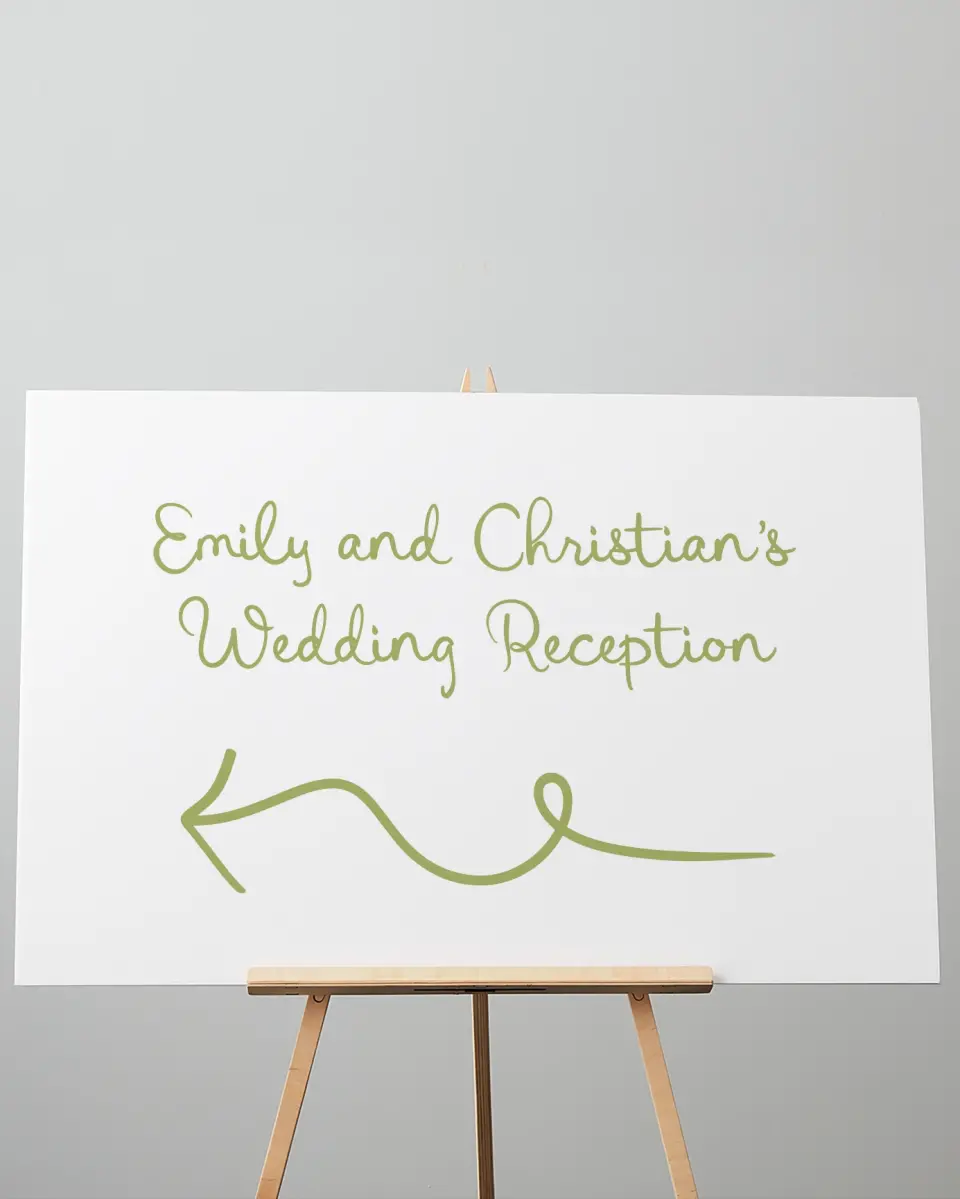 This is a 24" x 36" Direction Sign called Wedding Whimsy printed in full color