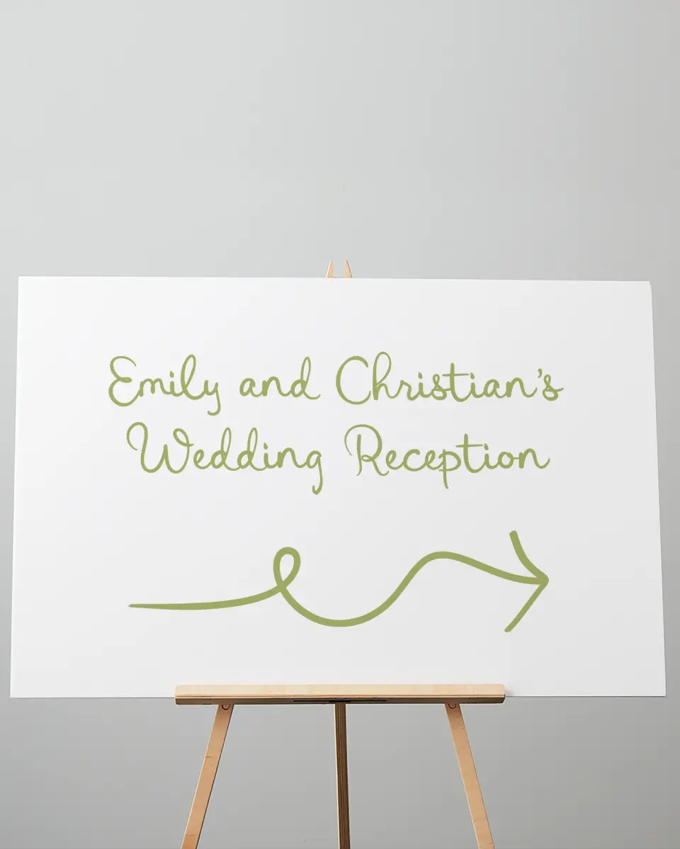 This is a 24" x 36" Direction Sign called Wedding Whimsy printed in full color