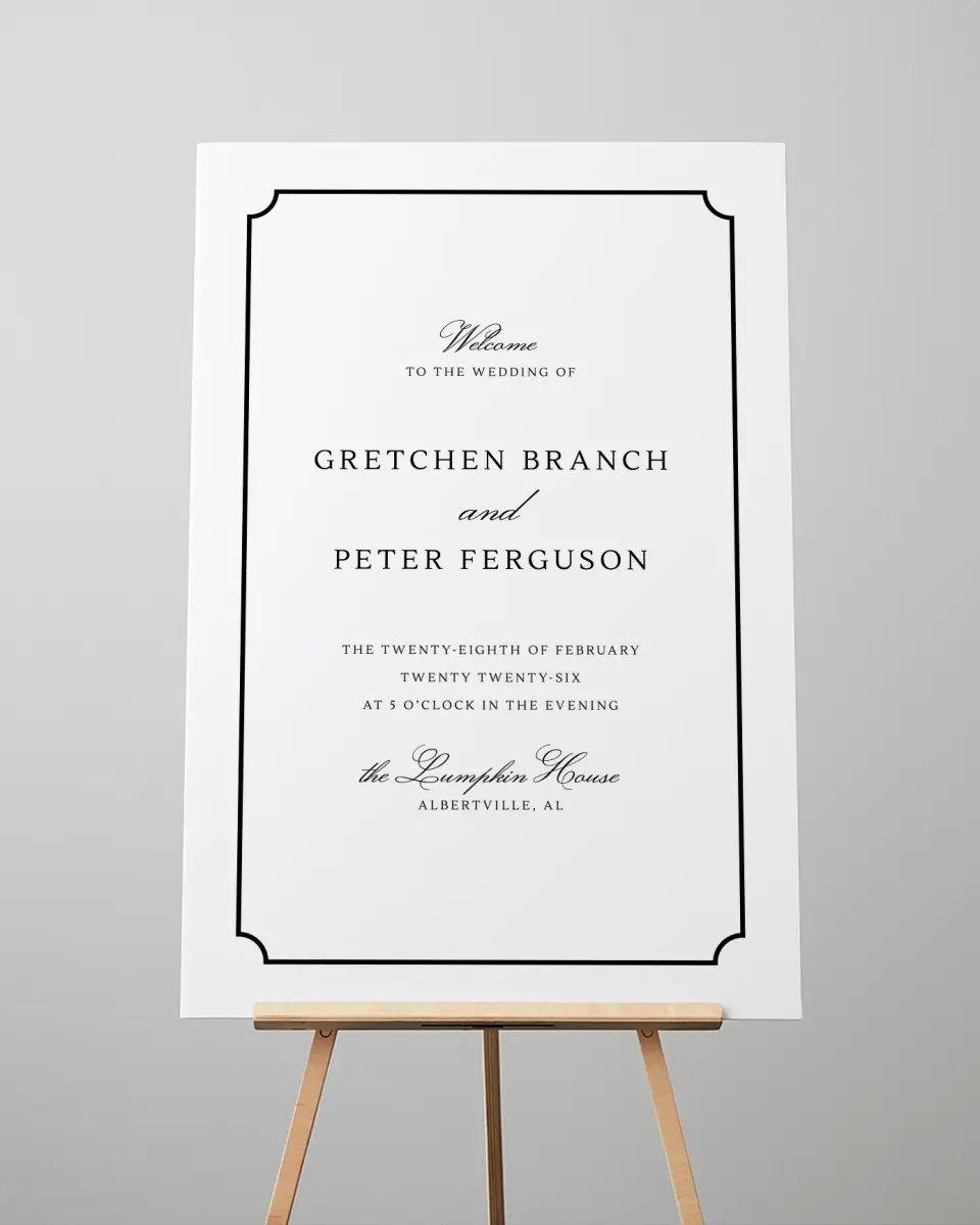 This is a 24" x 36" Welcome Sign called Elegant Tradition printed in full color