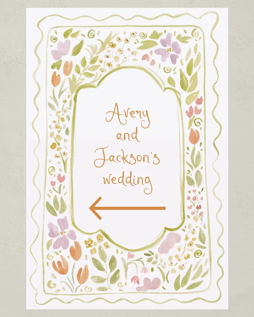 This is a 24" x 36" Direction Sign called Floral Whimsy printed in full color