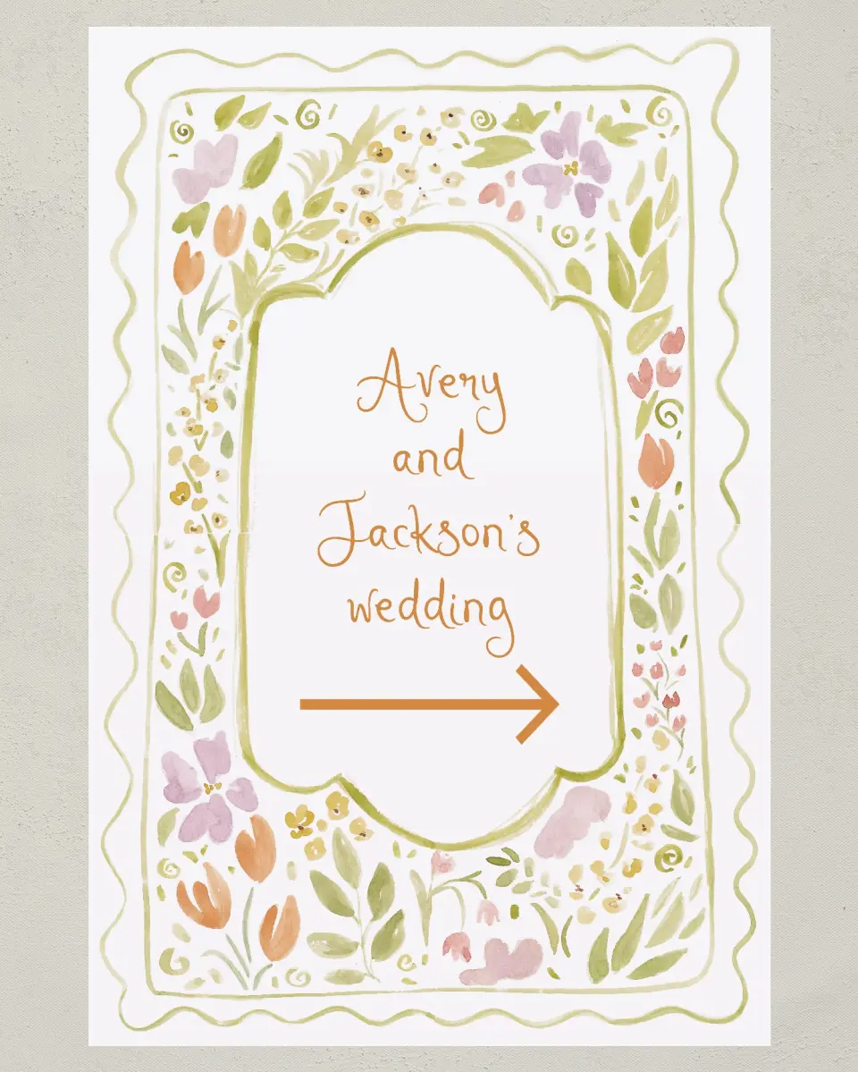 This is a 24" x 36" Direction Sign called Floral Whimsy printed in full color