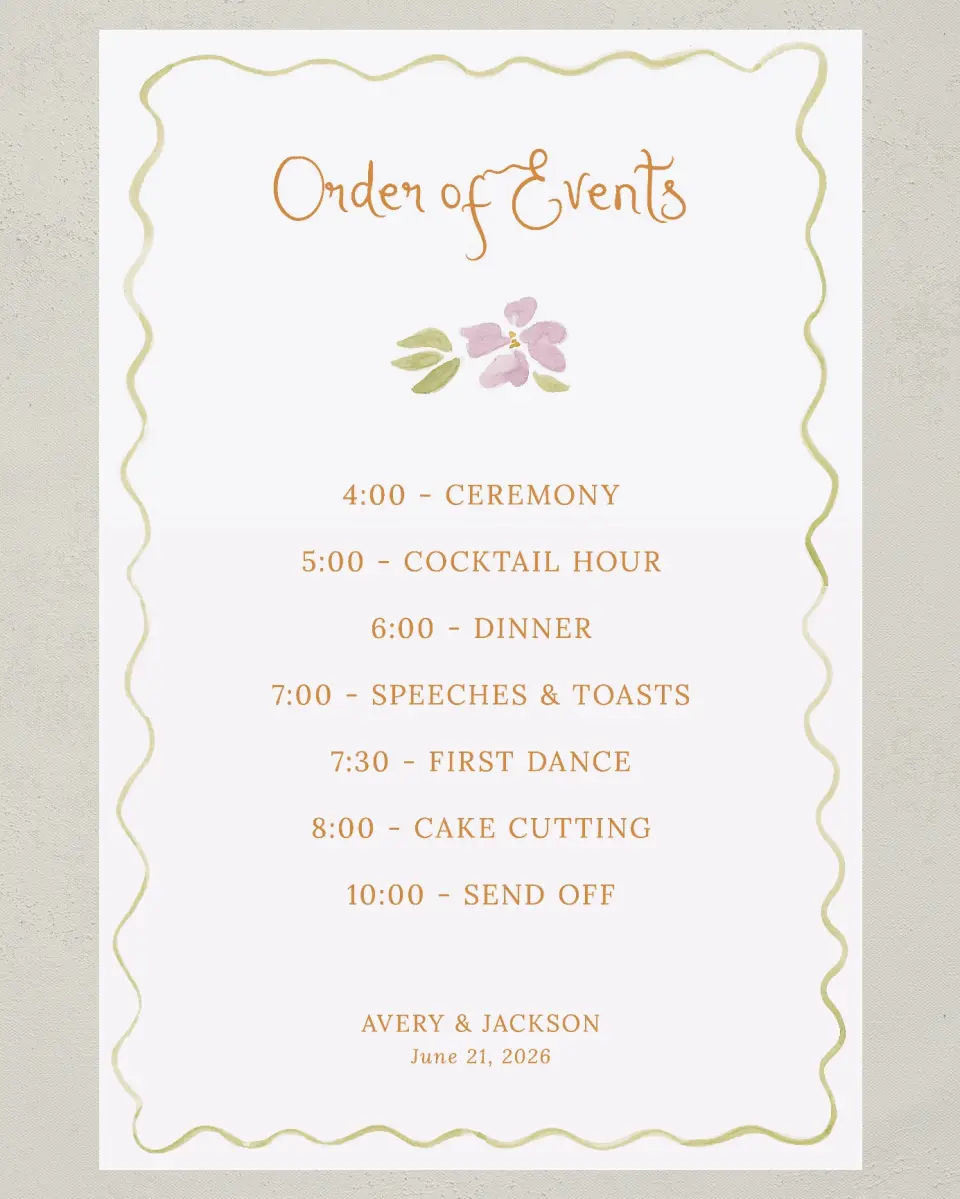 This is a 24" x 36" Schedule Sign called Floral Whimsy printed in full color