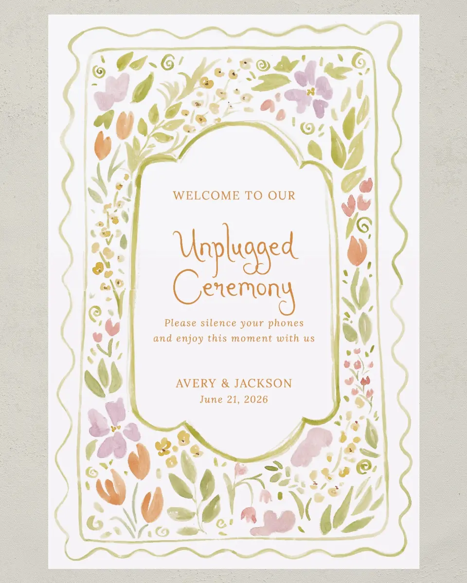 This is a 24" x 36" Unplugged Sign called Floral Whimsy printed in full color