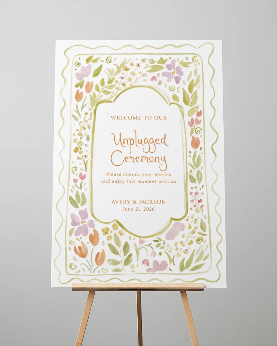 This is a 24" x 36" Unplugged Sign called Floral Whimsy printed in full color