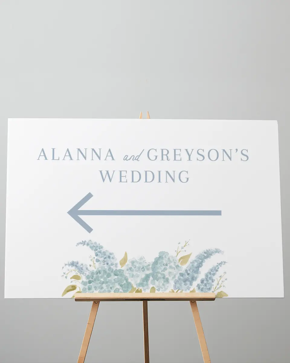 This is a 24" x 36" Direction Sign called Dashing Delphinium printed in full color