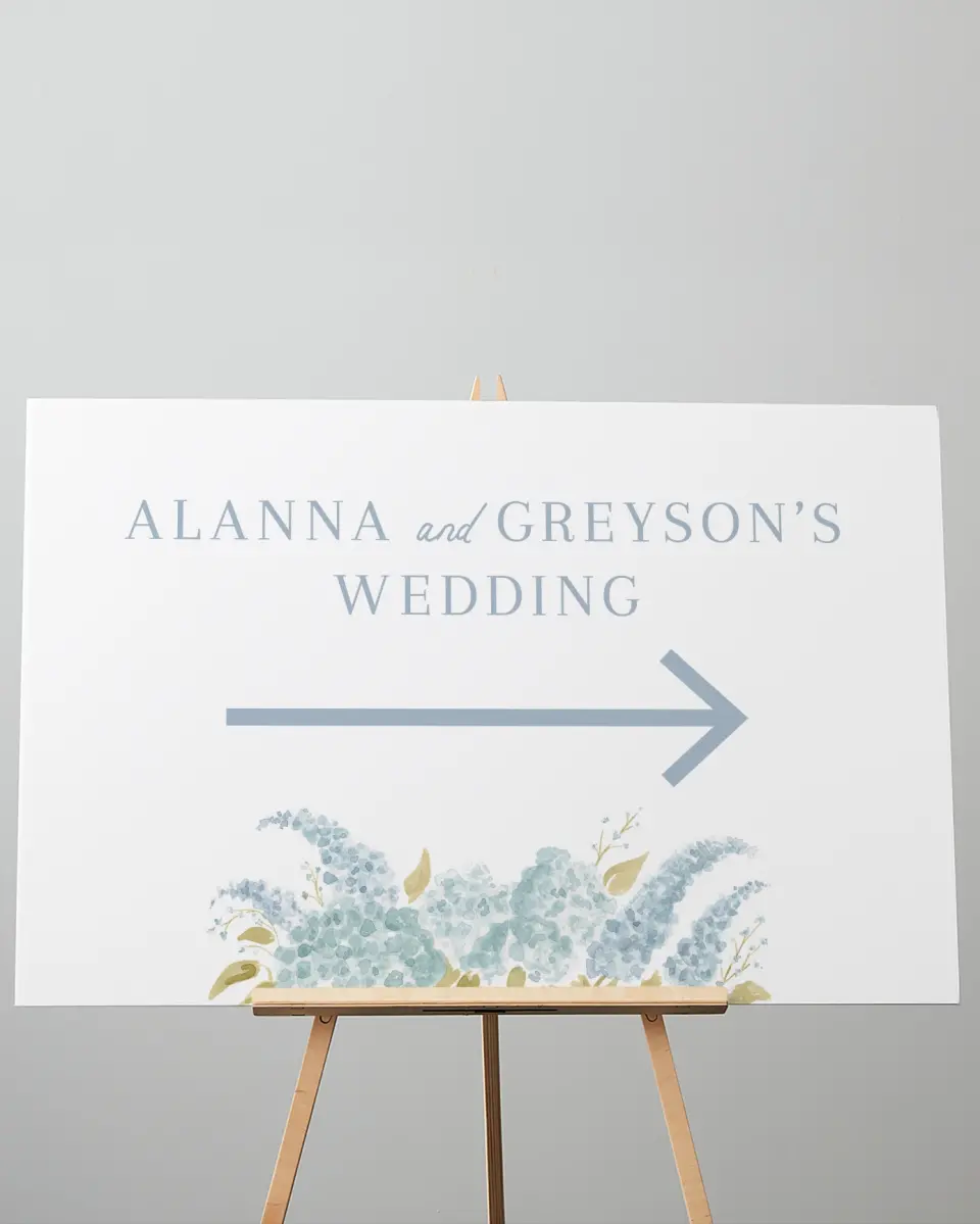 This is a 24" x 36" Direction Sign called Dashing Delphinium printed in full color
