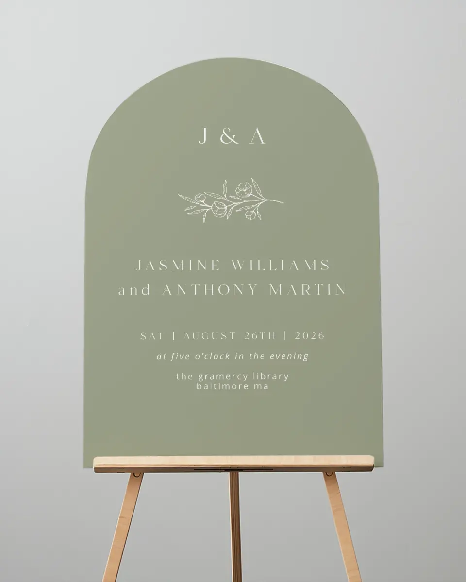 This is a 24" x 36" Arch Welcome Sign called The Jasmine printed in full color