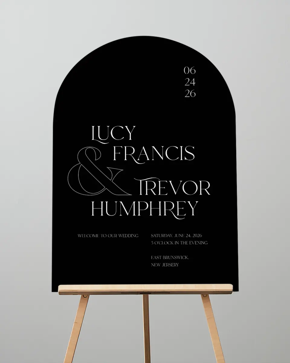 This is a 24" x 36" Arch Welcome Sign called The Lucy printed in full color