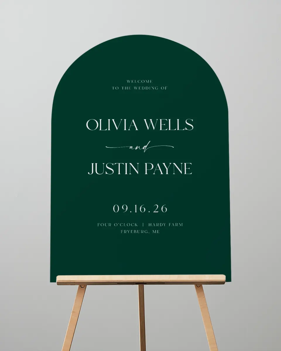 This is a 24" x 36" Arch Welcome Sign called The Olivia printed in full color