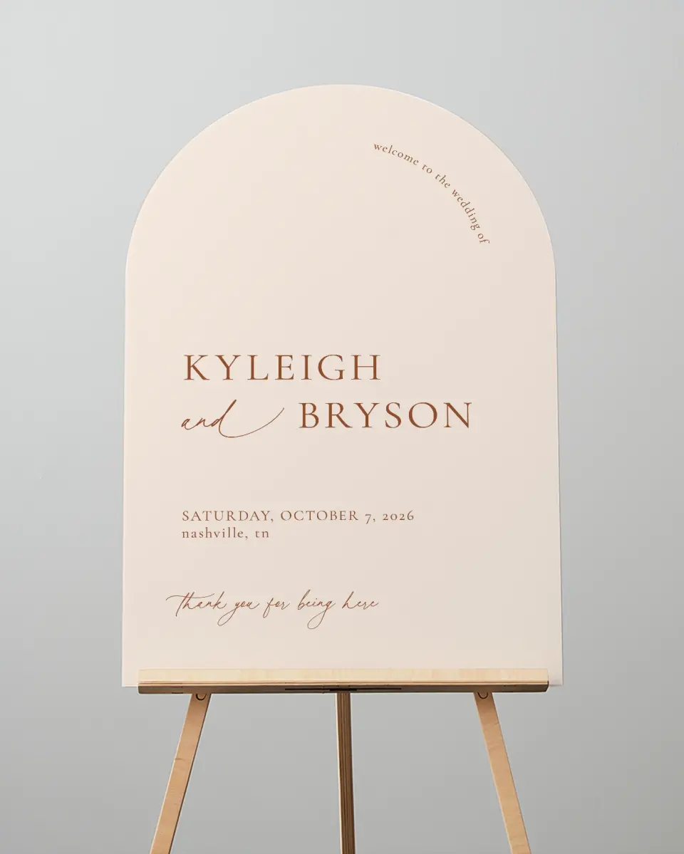 This is a 24" x 36" Arch Welcome Sign called The Kyleigh printed in full color