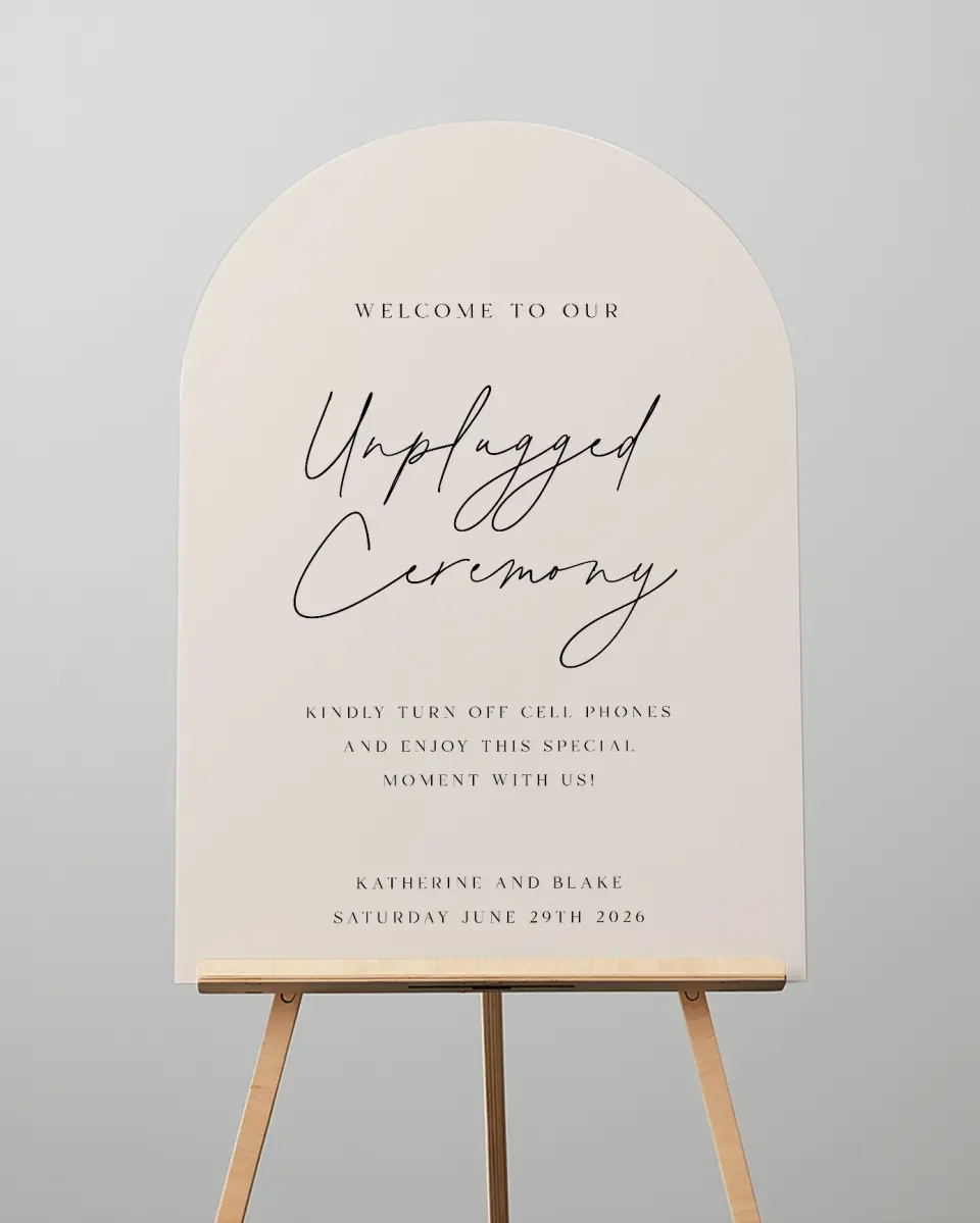 This is a 24" x 36" Arch Unplugged Sign called Simple Elegance printed in full color