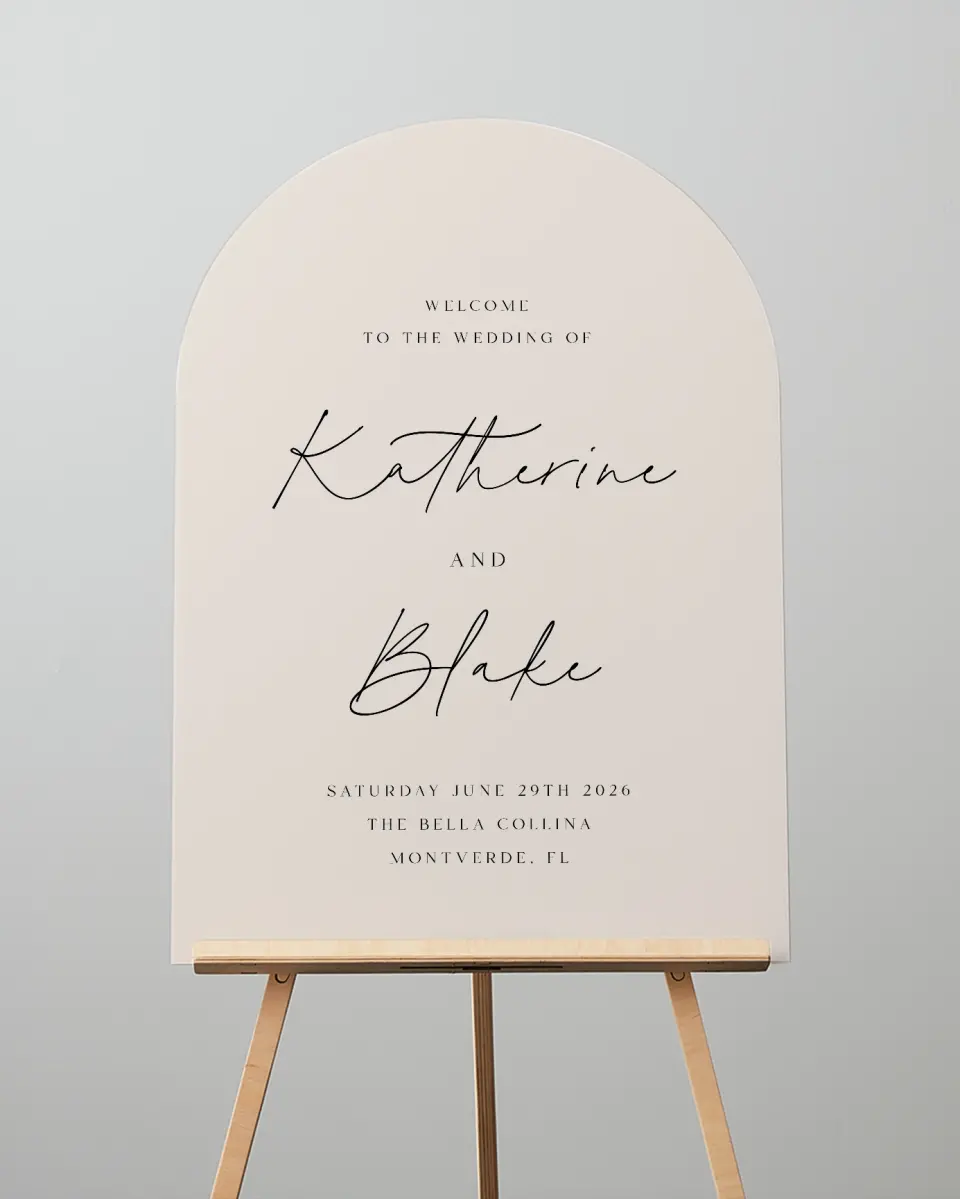 This is a 24" x 36" Arch Welcome Sign called Simple Elegance printed in full color