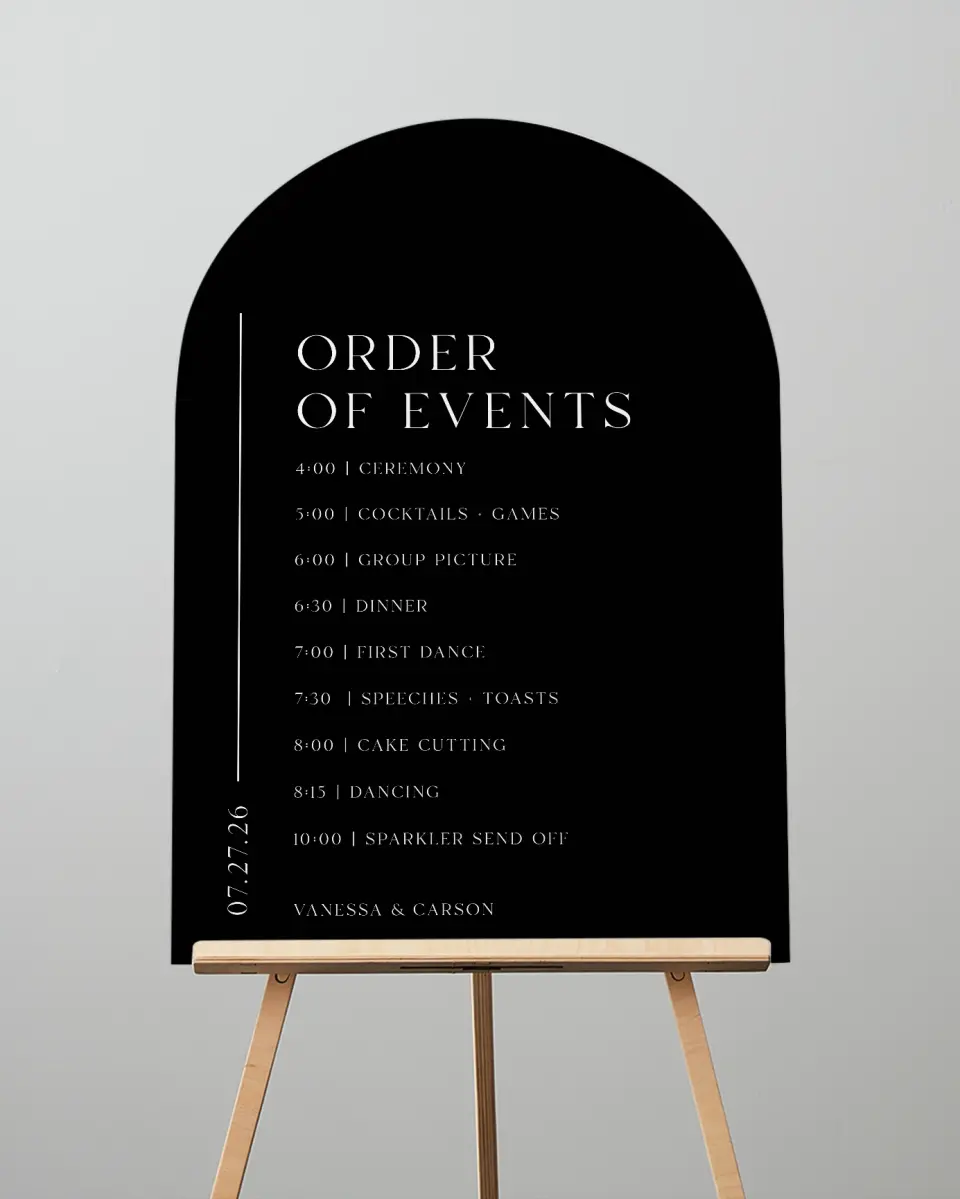 This is a 24" x 36" Arch Schedule Sign called Endless Love printed in full color