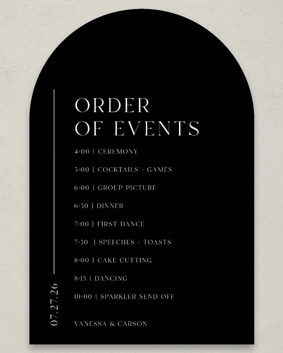 This is a 24" x 36" Arch Schedule Sign called Endless Love printed in full color