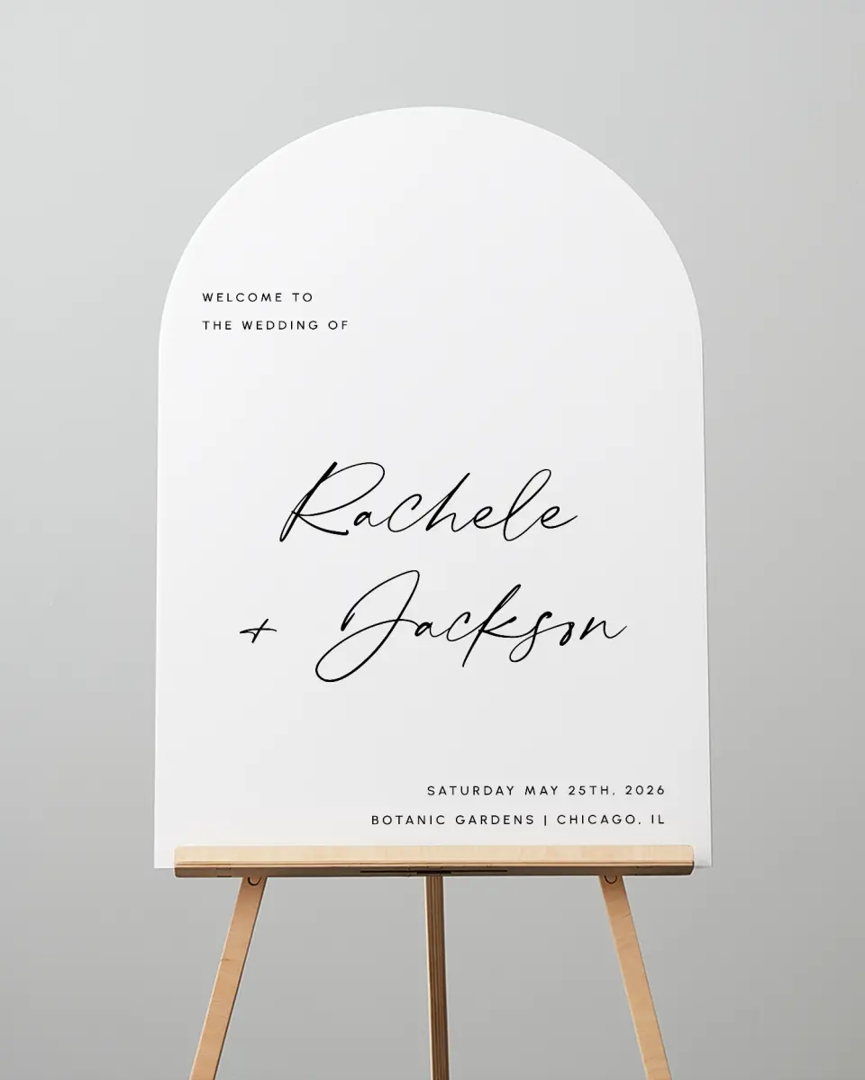 This is a 24" x 36" Arch Welcome Sign called Modern Simplicity printed in full color